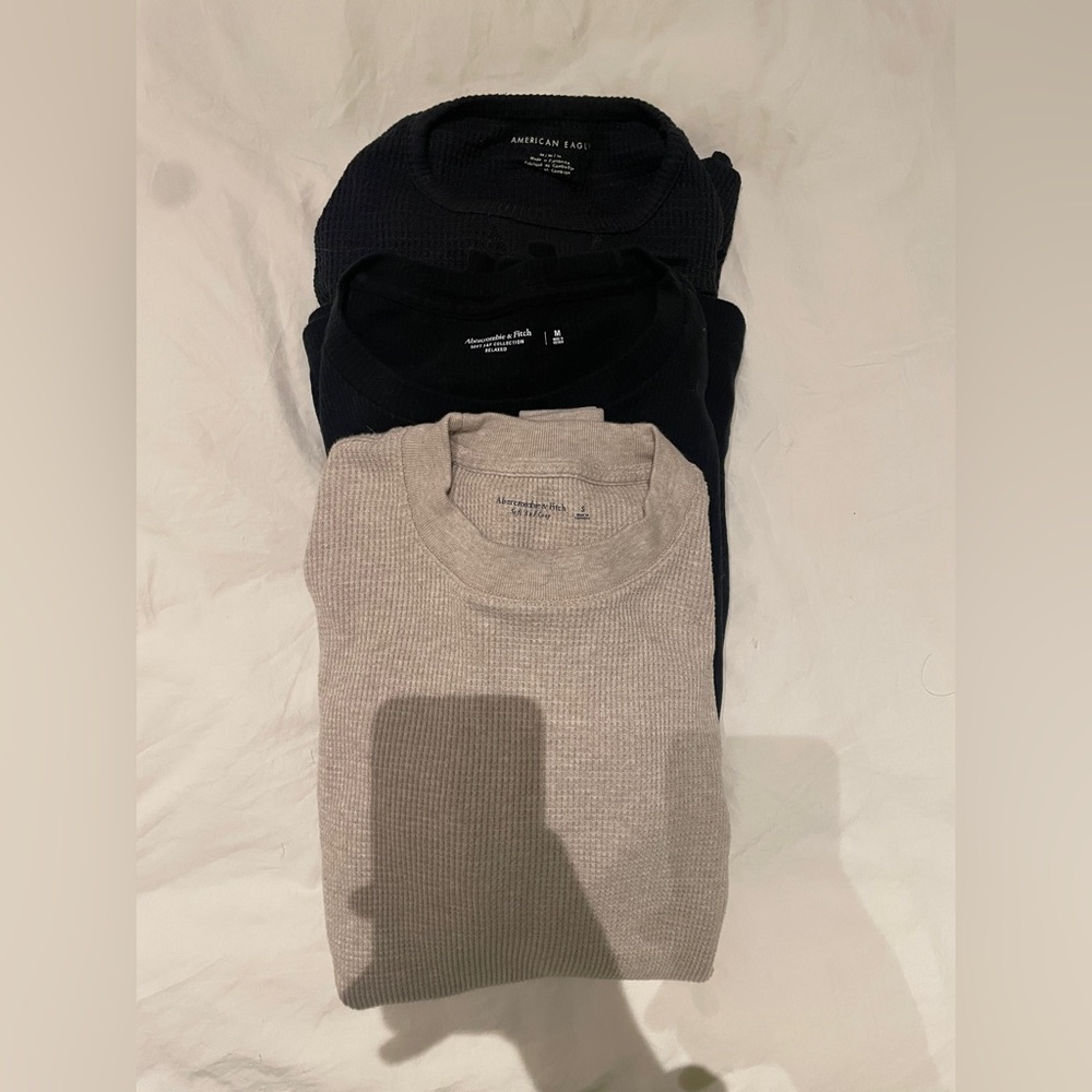 Abercrombie & Fitch and American Eagle thermal long sleeve Tee lot of 3